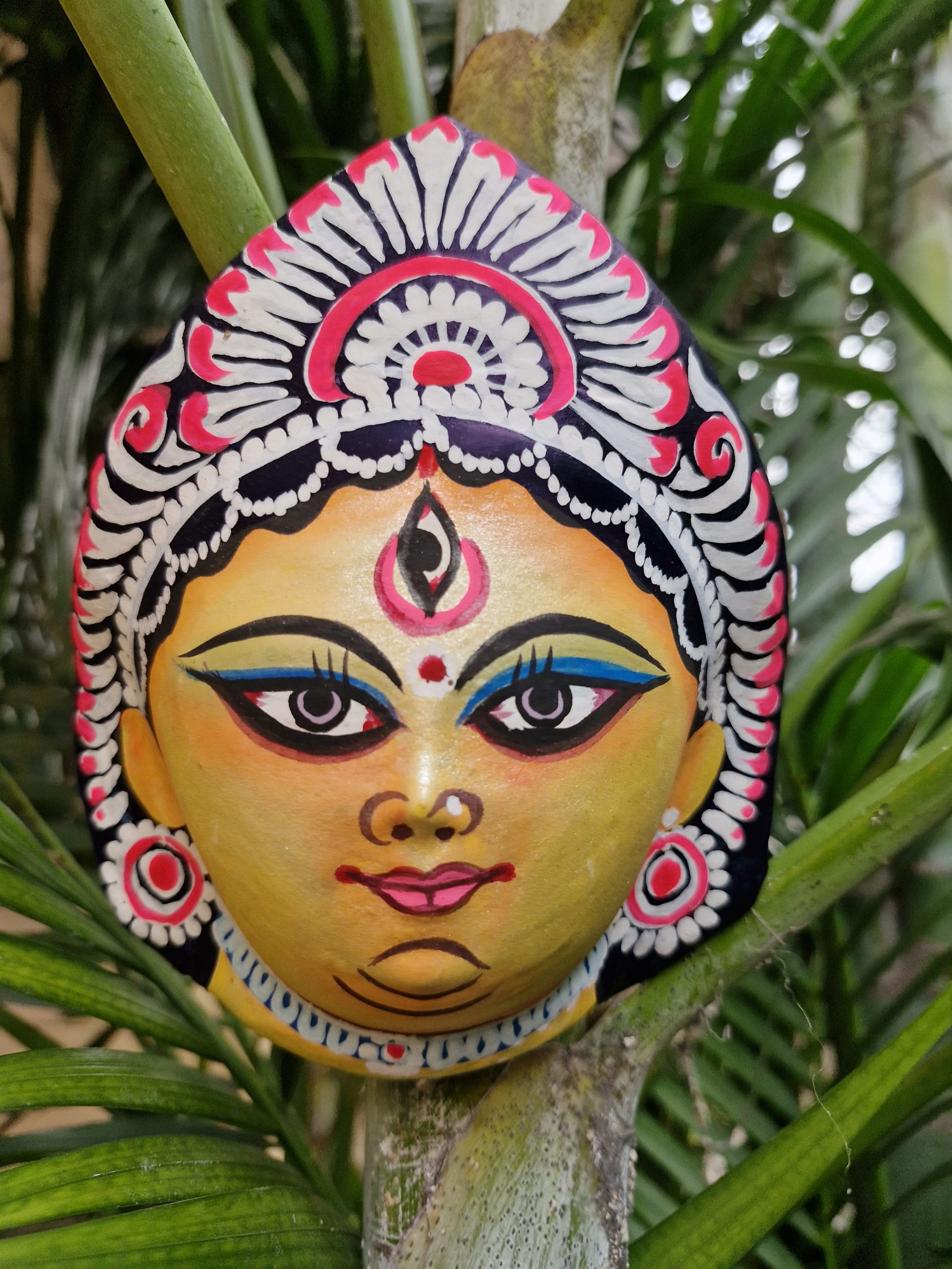 Maa Durga Face – Hand Made and Painted Chau Mask Tribal Art – Paper Mache Wor