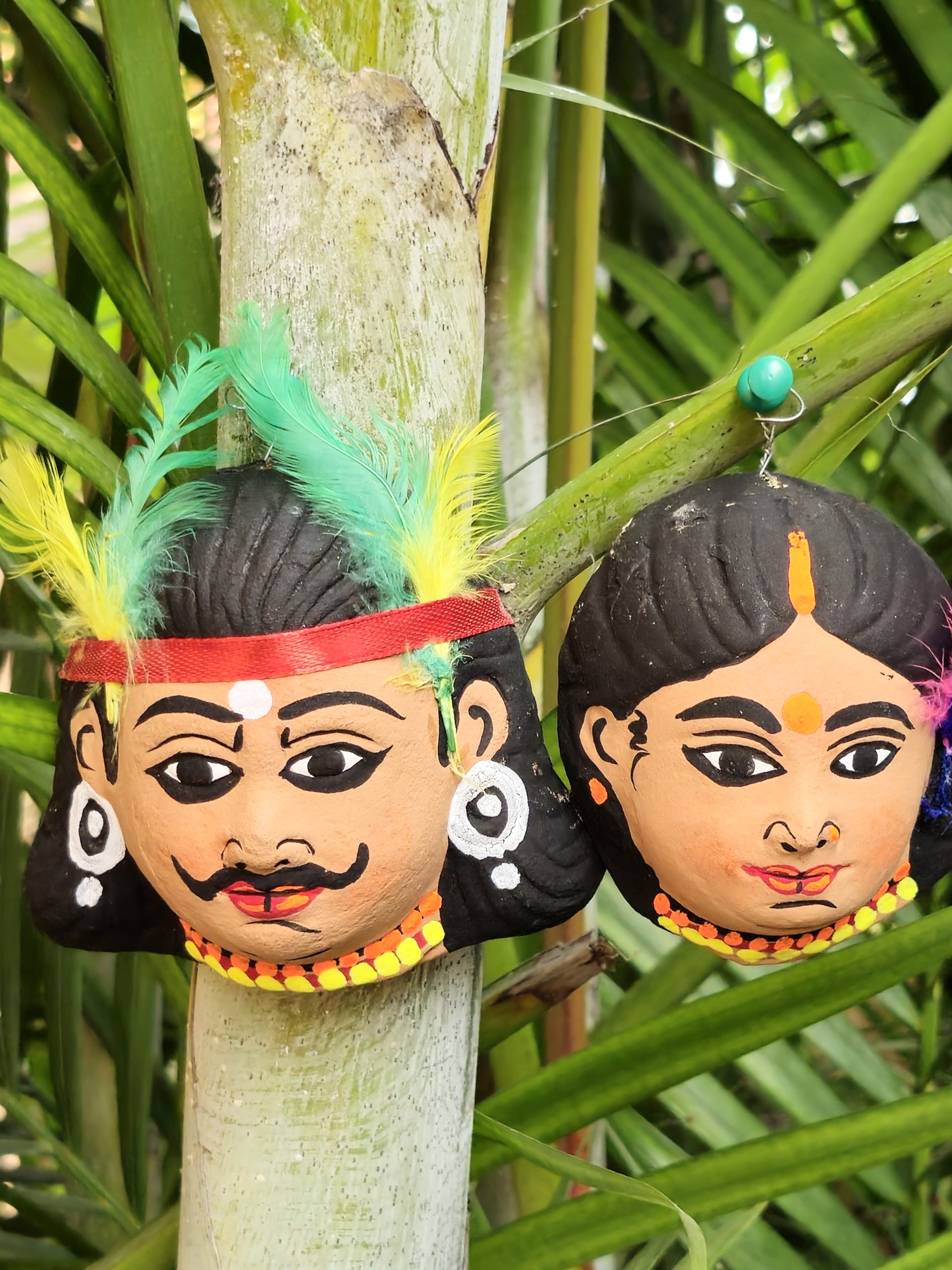 Handmade (Mukhauta) Chhau Mask – Tribal Couple (Pack of 2)